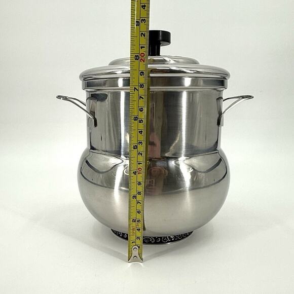 Oneida Custom 18/8 Stainless Ice Bucket MCM Ornate Floral Trim with Black Inlay - Picture 10 of 14